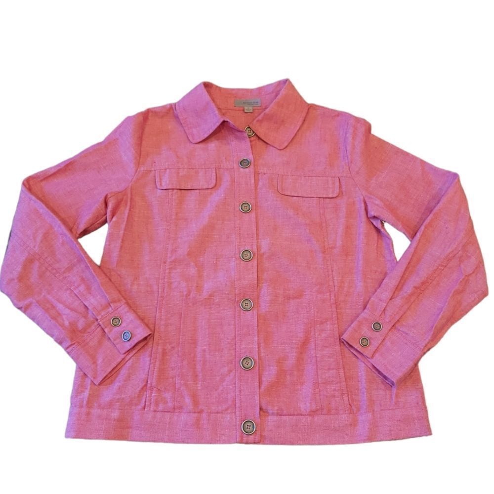 NWT Nordstrom Amber Sun Collection Red/Pink Linen Blend Classic Jacket S